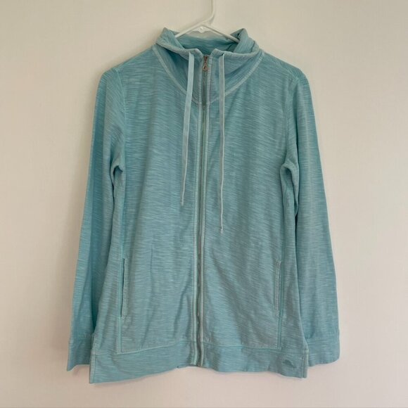 TOMMY BAHAMA Aqua Blue Full Zip Long Sleeve 100% Cotton Lightweight Sweatshirt S - Picture 5 of 12